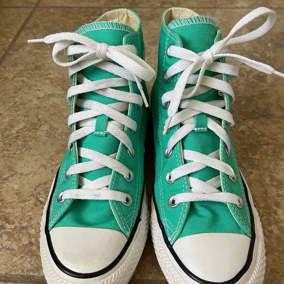 Converse Womens High-Top Sneakers - Teal and White - Picture 1 of 5